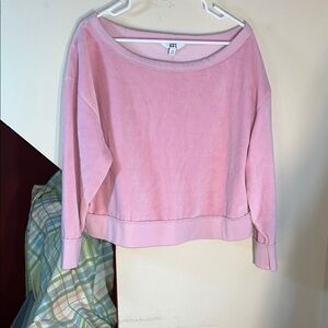 Women's Pink Velour Oversized Sweatshirt‎